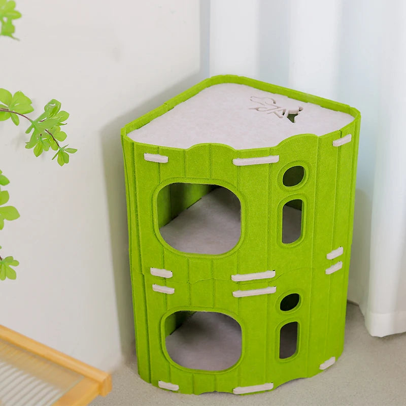 BOOTEELY Multi-layer Cat House for Indoor Cats Pet Climbing Frame Integrated Cat Tree Double-layer Scratching Board