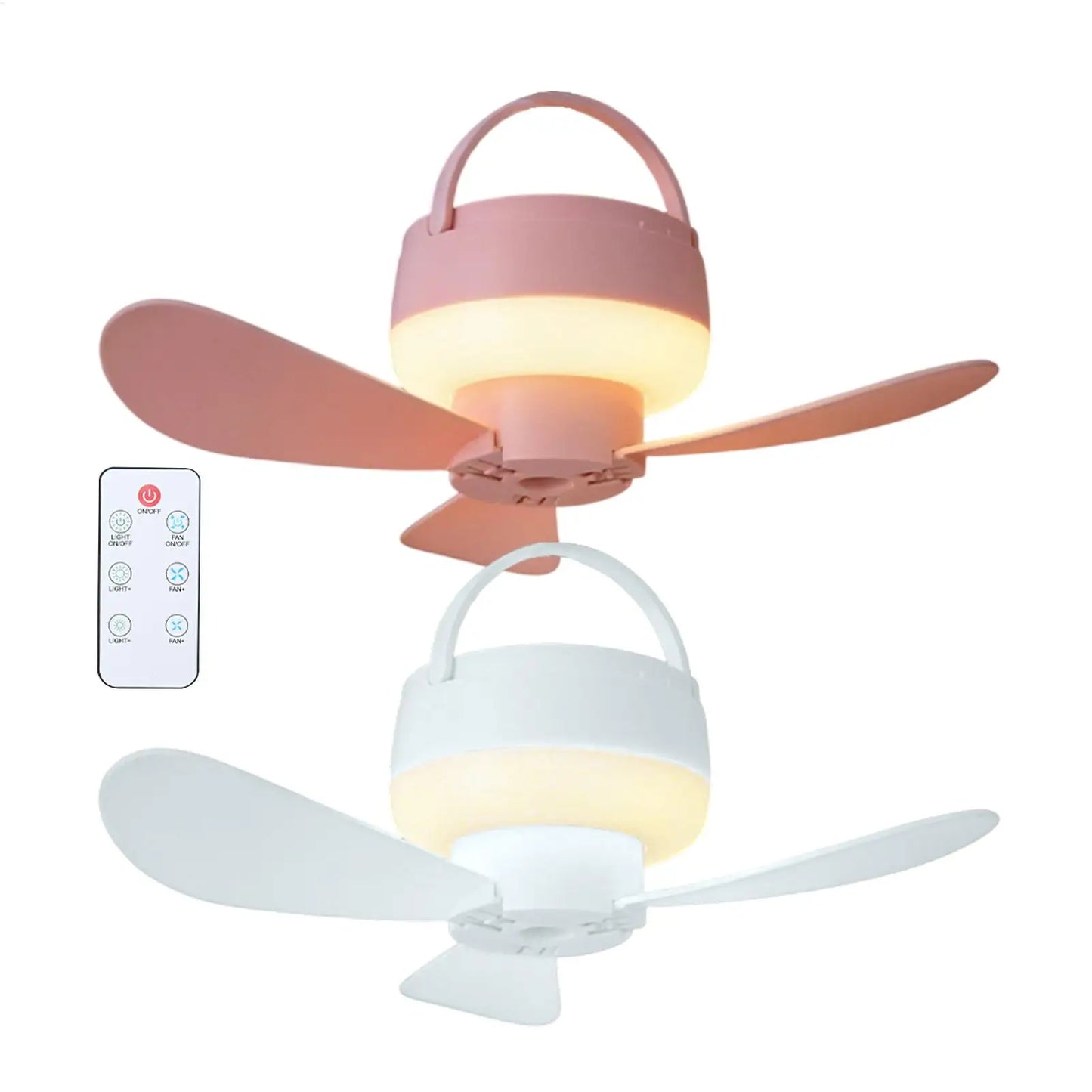 Ceiling Fan With LED Light and Remote Control USB Charging Household Outdoor Camping Tent Student Dormitory Bed Small Fan