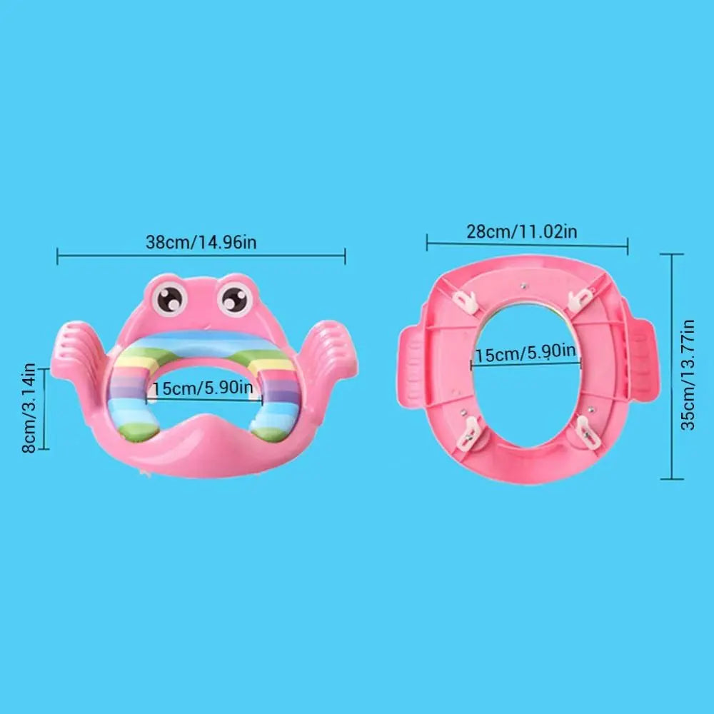 Cute Safe Baby Toilet Seat Easy to Clean Non-slip Children Potty Soft Cushion Frog shape Toddler Toilet Seat for Infant