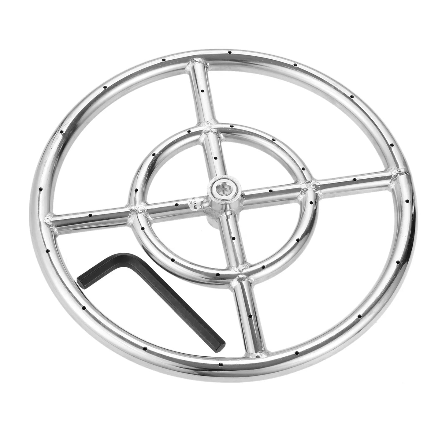 12" LP Propane Gas Fire Pit Stainless Steel Burner Ring Installation Kit with Regulator Hose and 1/2" Key Control Valve 90000BTU