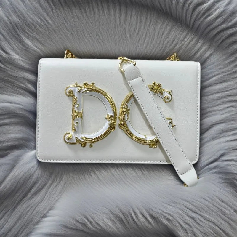 Trendy Letter Logo Chain Bag for Women 2025 - Cute Small Shoulder Sling Purse for Party, Date, Shopping - Black Fashion Handbag