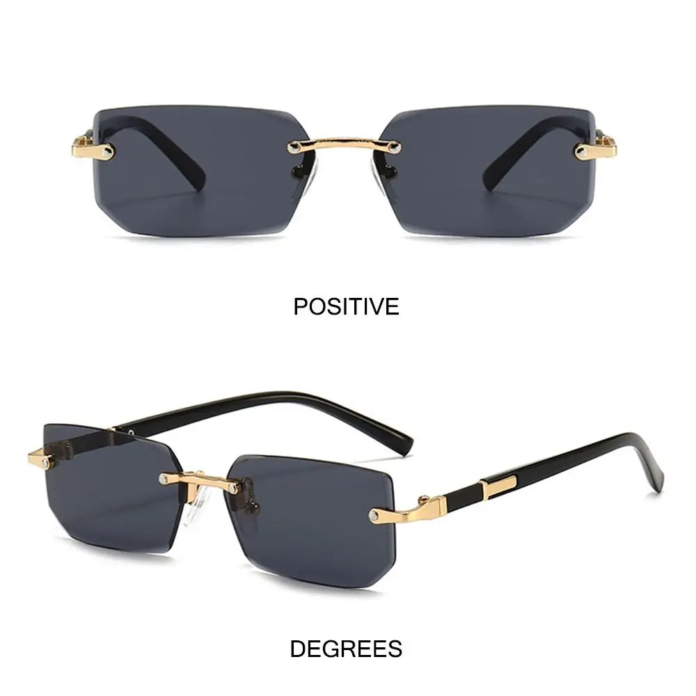 Trendy Rimless Sunglasses for Women Men Rectangle Fashion Shades Small Square UV400 Sun Glasses For Female Male Traveling Oculos