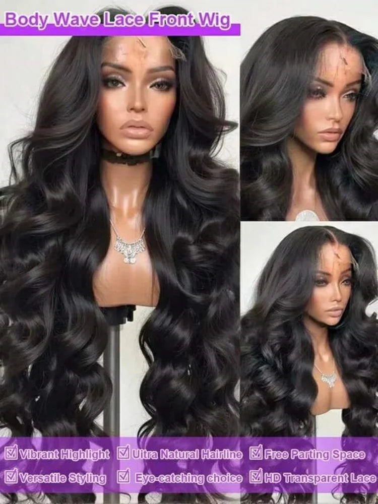 250% Density 42 Inch 13x4 Body Wave Lace Frontal Wigs Human Hair Pre Plucked 13x4 Frontal Wigs Human Hair HD Lace Body Wave Wigs