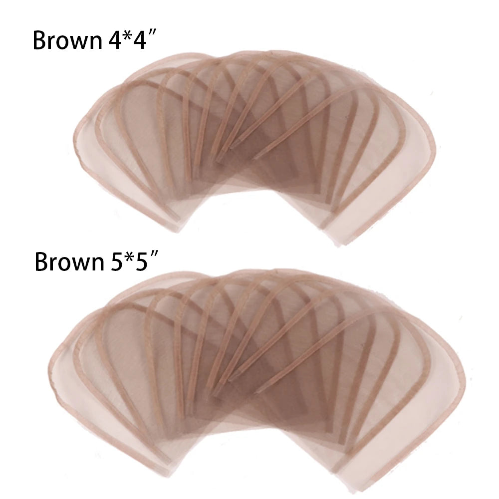 Plussign Transparent Brown Swiss Lace Hairnets 2*4 2*6 4*4 5*5 13*4 13*6 Base Hair Net For Making Lace Frontl Closure 3Pcs