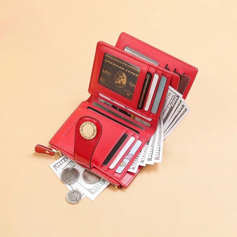 Luxury Designer Wallet for Women Portable Short Bags RFID Blocking Card Holder Purses with Zip Leather Wallets and Handbags
