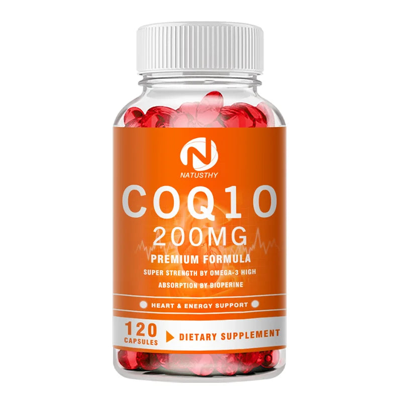 COQ10 Coenzyme Q10 200mg for Energy, Antioxidant, Cardiovascular, Brain Health Natural Non-GMO
