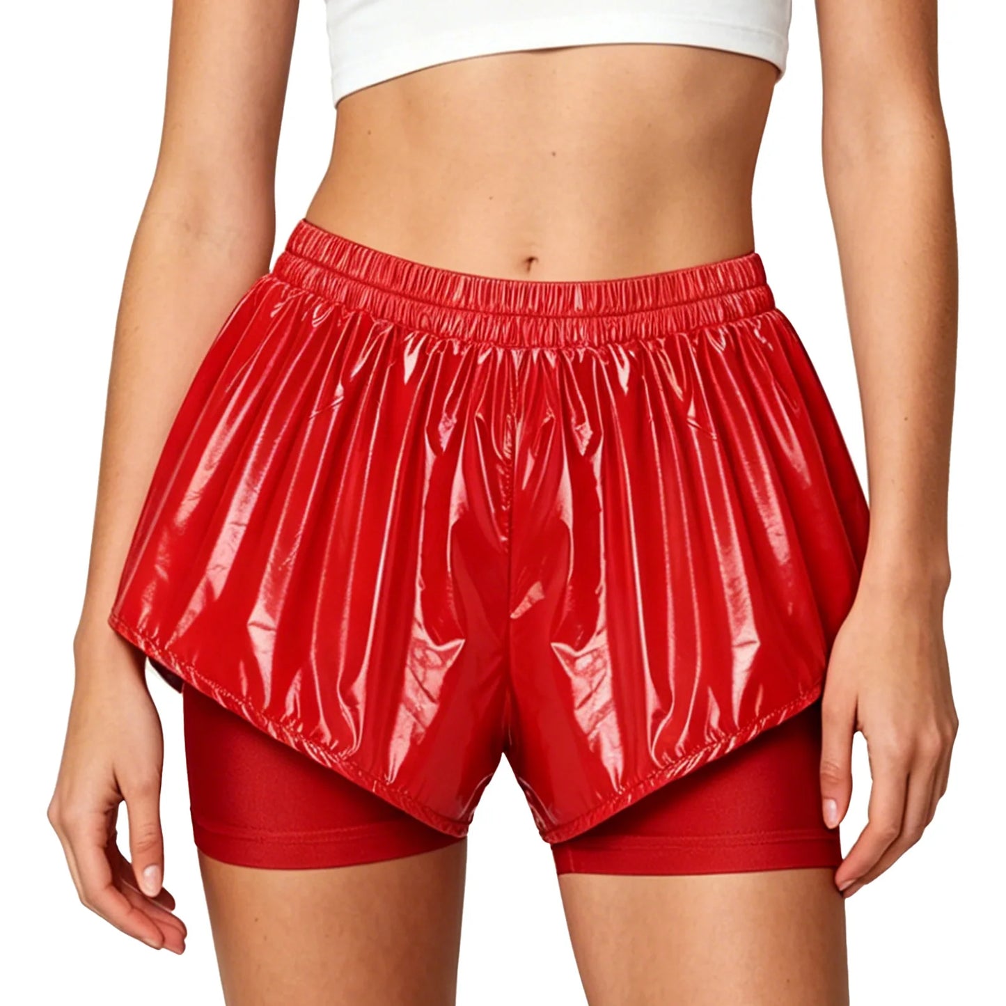 Women Waterproof 2 in 1 Athletic Shorts Swim Trunks Beach Pool Swimwear Beachwear Running Cycling Sports Workout Sportswear