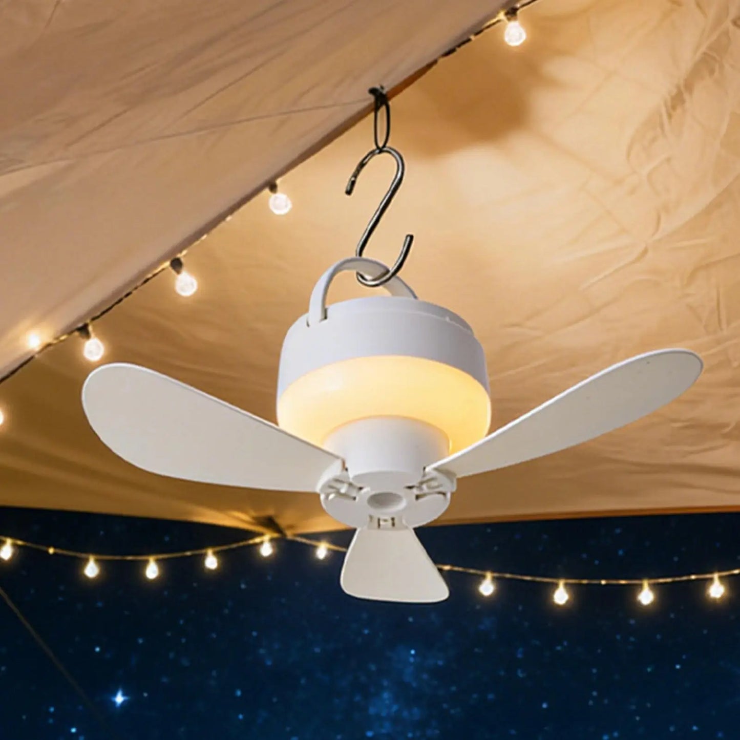 Ceiling Fan With LED Light and Remote Control USB Charging Household Outdoor Camping Tent Student Dormitory Bed Small Fan