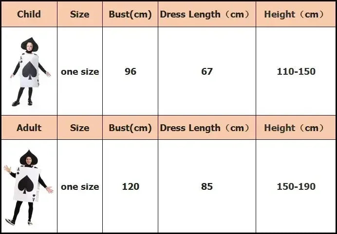 Halloween Playing Cards Heart Costume Adult Children Alice in Wonderland Stage Performance Costume Suit