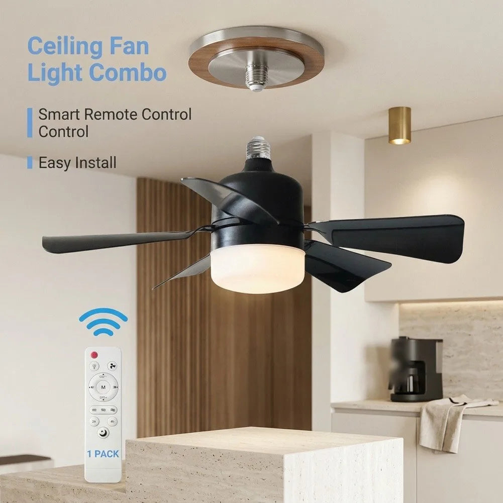 Remote Control Socket Fan Light With Dimmable LED And 3 Speeds For Small Spaces Bedrooms Kitchens Easy Installation
