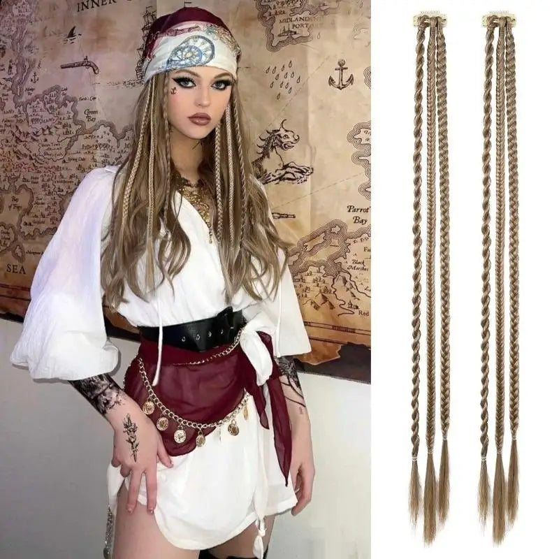 1Pairs Synthetic Wig Braids With Clip Boxing Braid Dreadlocks Clip In Hair Extension Dirty Braids Boxer Braid Hair Pieces