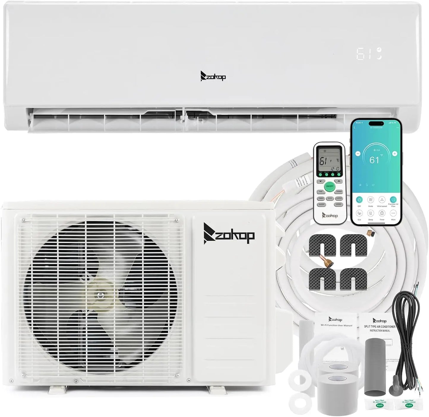 Wifi Enabled 12,000 BTU Mini Split Air Conditioner & Heater, 115V or 230V Split AC Unit Ductless Inverter System with, Custom