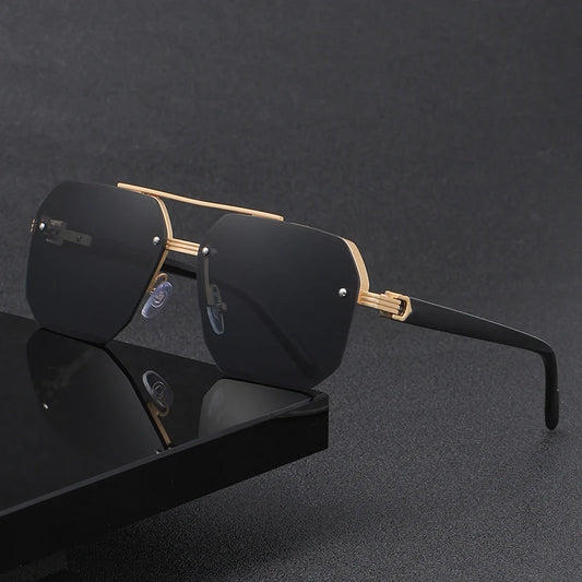 Rimless Sunglasses Rectangle Fashion Popular Women Men Shades Small Square Sun Glasses for Female Male Summer Traveling Oculos
