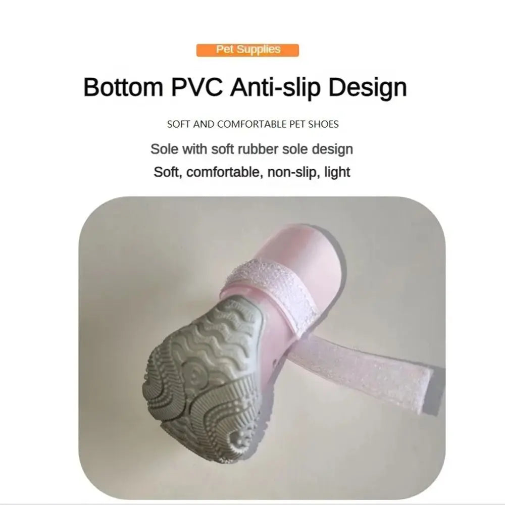 Cute Non-slip Waterproof Pet Shoes Comfortable Adjustable Outdoor Dog Boots Elastic Breathable Pet Rain Shoes Cat Paw Protection