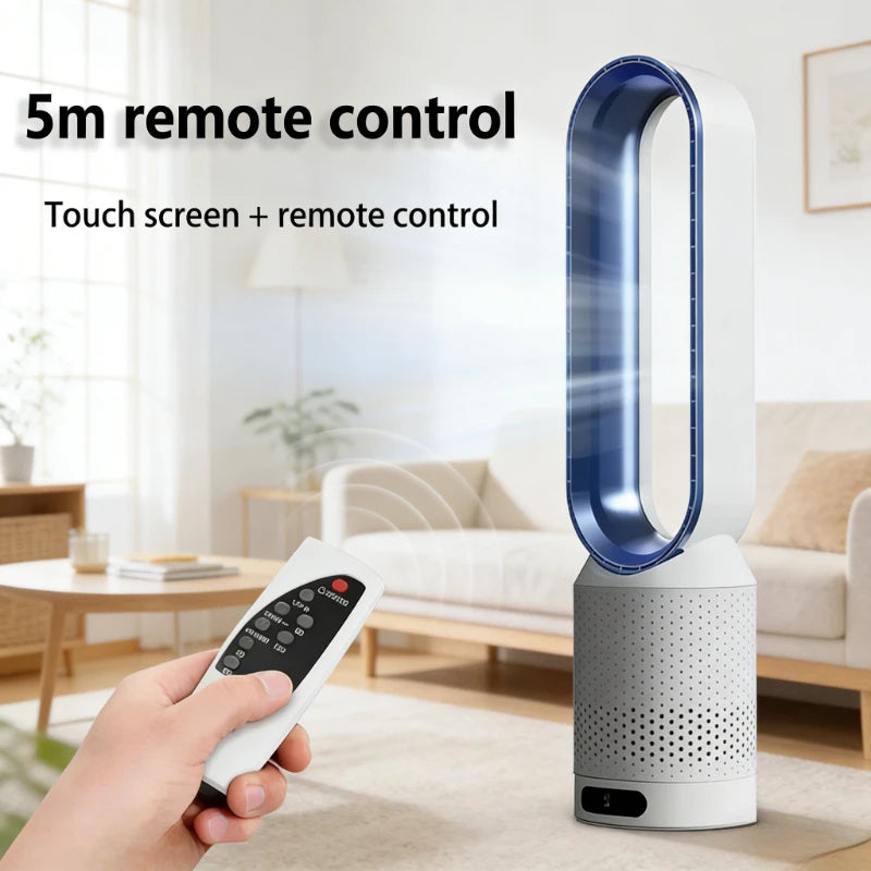 Smart Bladeless Fan 8 Gear Wind Speed Intelligent Timing 90° Shaking Head Remote Control Quiet Desktop Fan for Office Bedroom