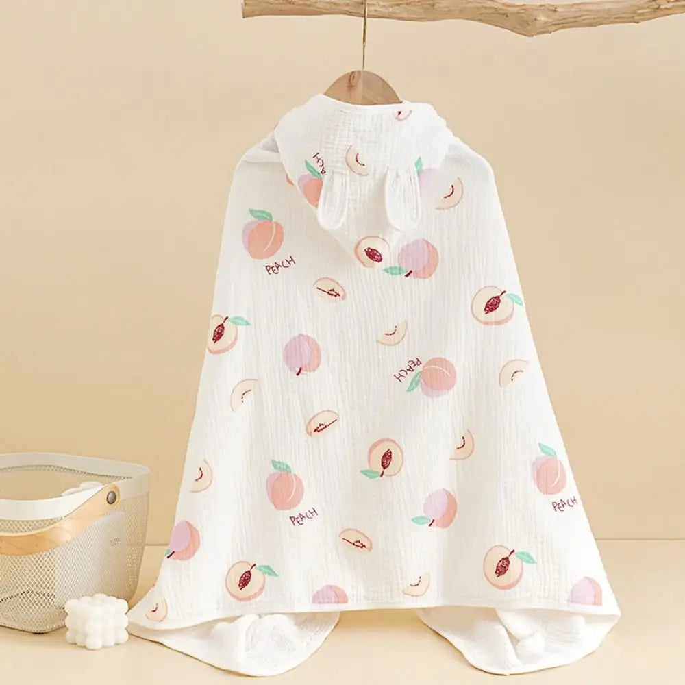 Warm Cartoon Printed Baby Gauze Bath Towel Four Layer Comfortable Hooded Bathrobe Soft Absorbent Infant Bathrobe Sleepwear