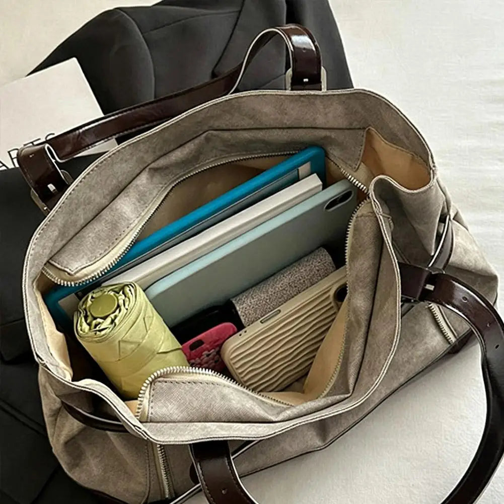 Retro Belt Buckle Underarm Shoulder Bag Women Large Capacity Commuter Tote Bag Vintage Casual Handbag Female Purse