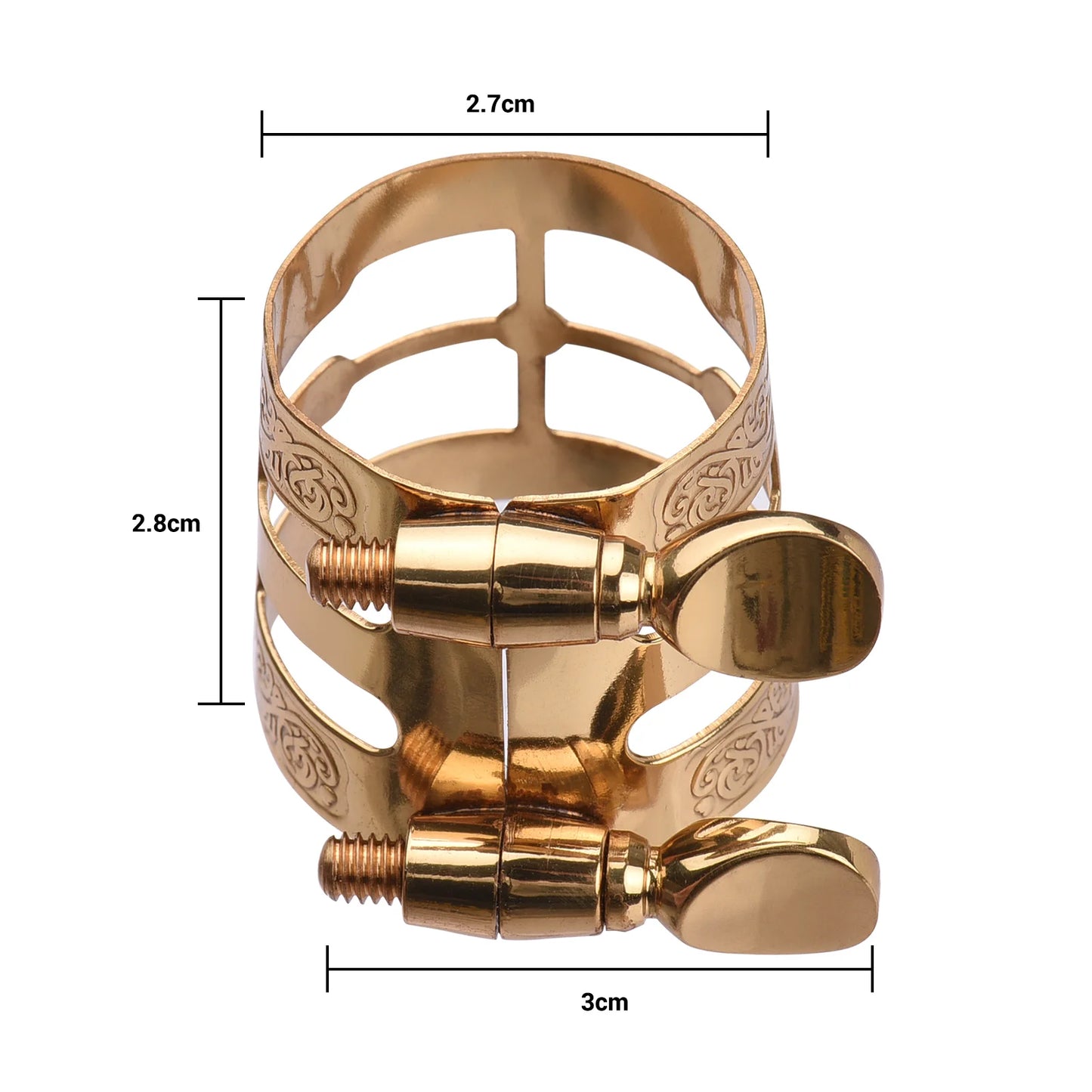 Copper Double Screw Adjustment Saxophone Ligature Compact Sax Ligature with Mouthpiece Cap for Alto Saxophone Accessories
