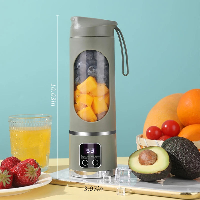 1 Small Portable Blender and Juicer - Rechargeable via USB, Personal Wireless Blender with Stainless Steel Blades