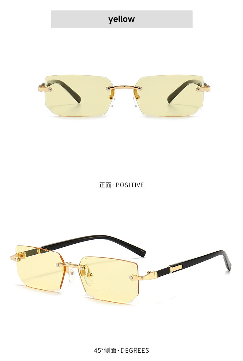 1PCS/2PCS/3PCS Rimless Sunglasses Rectangle Fashion Popular Women Men Shades Small Sun Glasses For Female Male Traveling Oculos