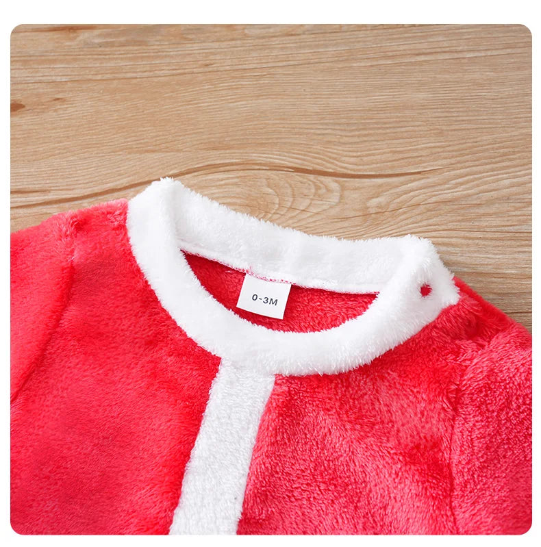Newborn Baby Romper 3pcs Winter Christmas red Clothes + Hat comfort long sleeve Unisex Baby Bodysuits 0-18M Boy Girl Clothes