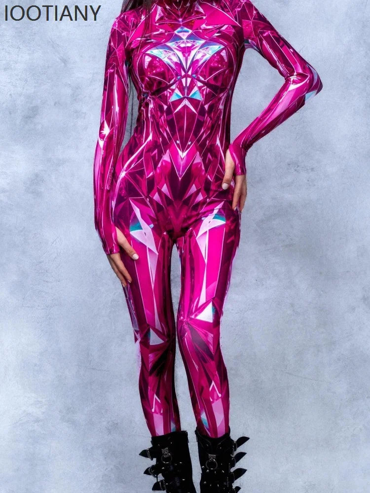 Halloween New Fashion Pink Adult Female Girlfriends Costume Cosplay Tights Cyberpunk Steam Tights Stage Role-playing Costumes