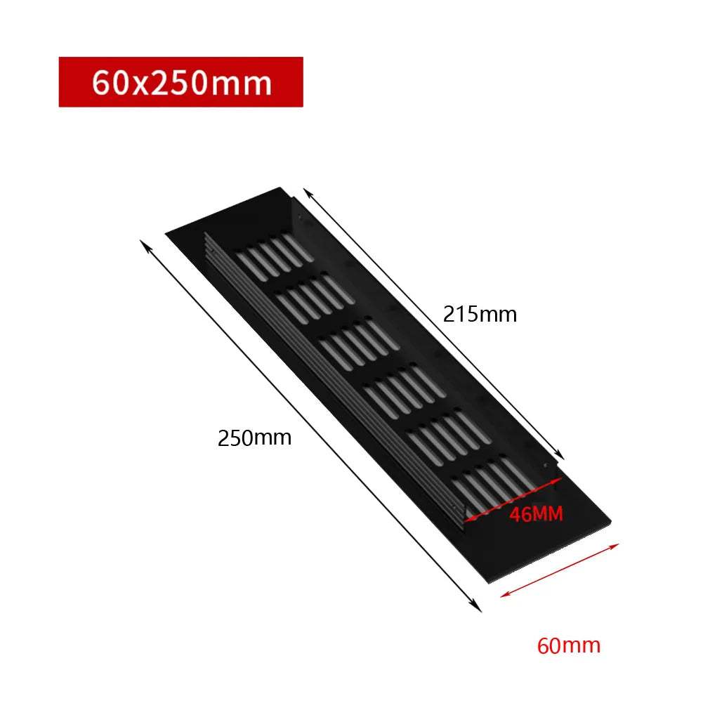 60mm Aluminium Rectangular Cabinet Wardrobe Air Vent Grille Ventilation Cover