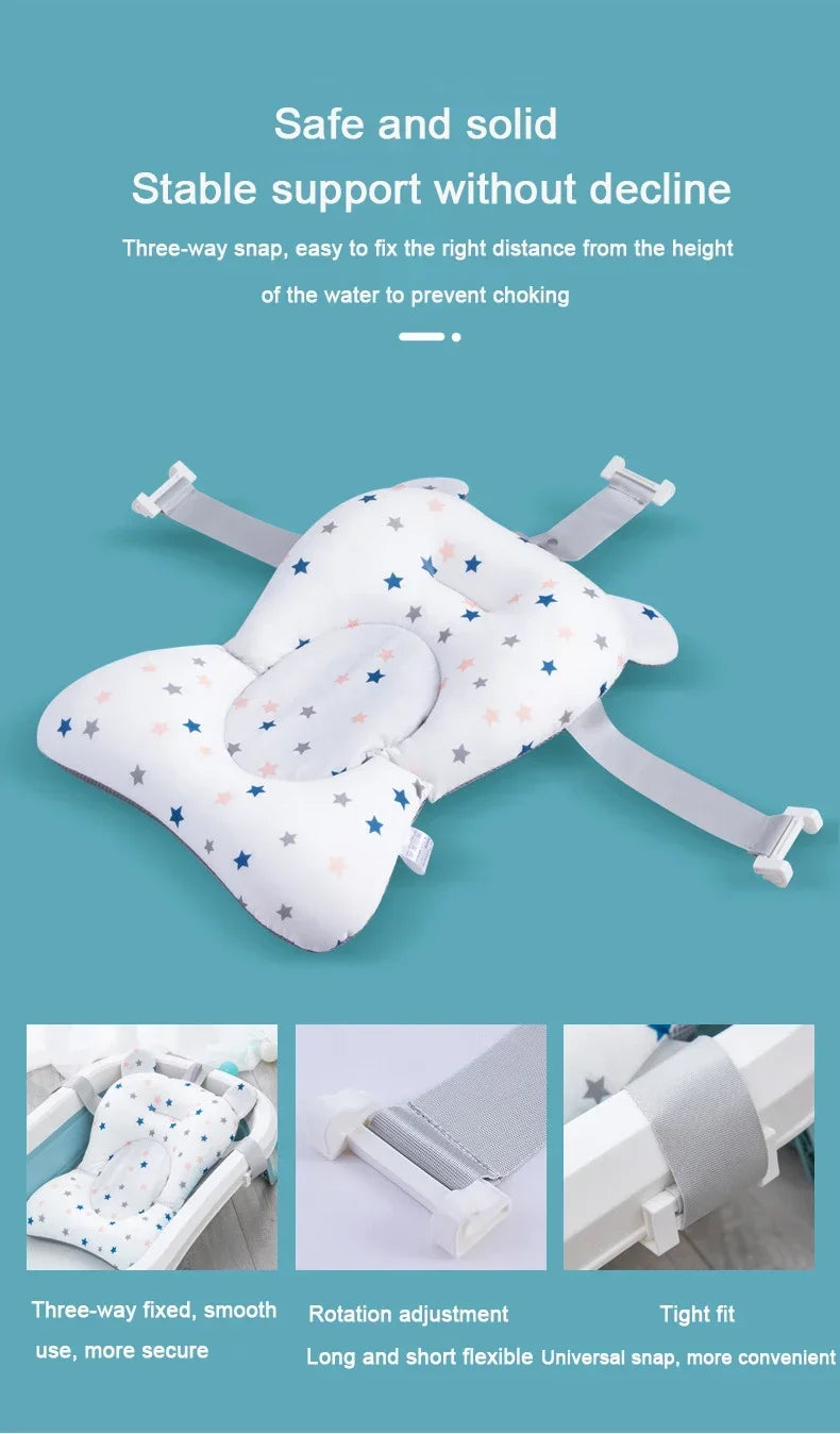 Baby Bath Seat Floating Water Pad Portable Foldable Baby Bathtub Pad Ajustable Bath Tub Shower Cushion Newborn Support Seat Mat