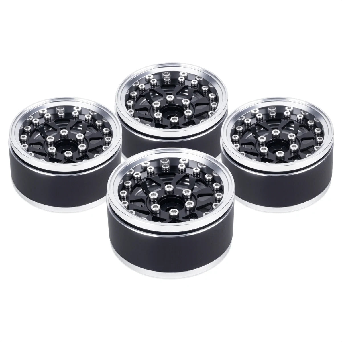 4Pcs 1.9 Aluminum Beadlock Wheel Rims Adjustable Offsetfor 1/10 RC Crawler Car TRX4 TRX6 SCX10 90046 GEN7 8 D90 Upgrade Parts