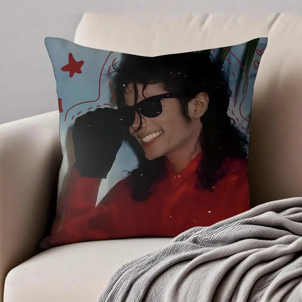Pop Music M-Michael Jackson Cushion Cover Pillowcase Anti-dustmite Invisible Zipper Short Plush Sofa Cushion