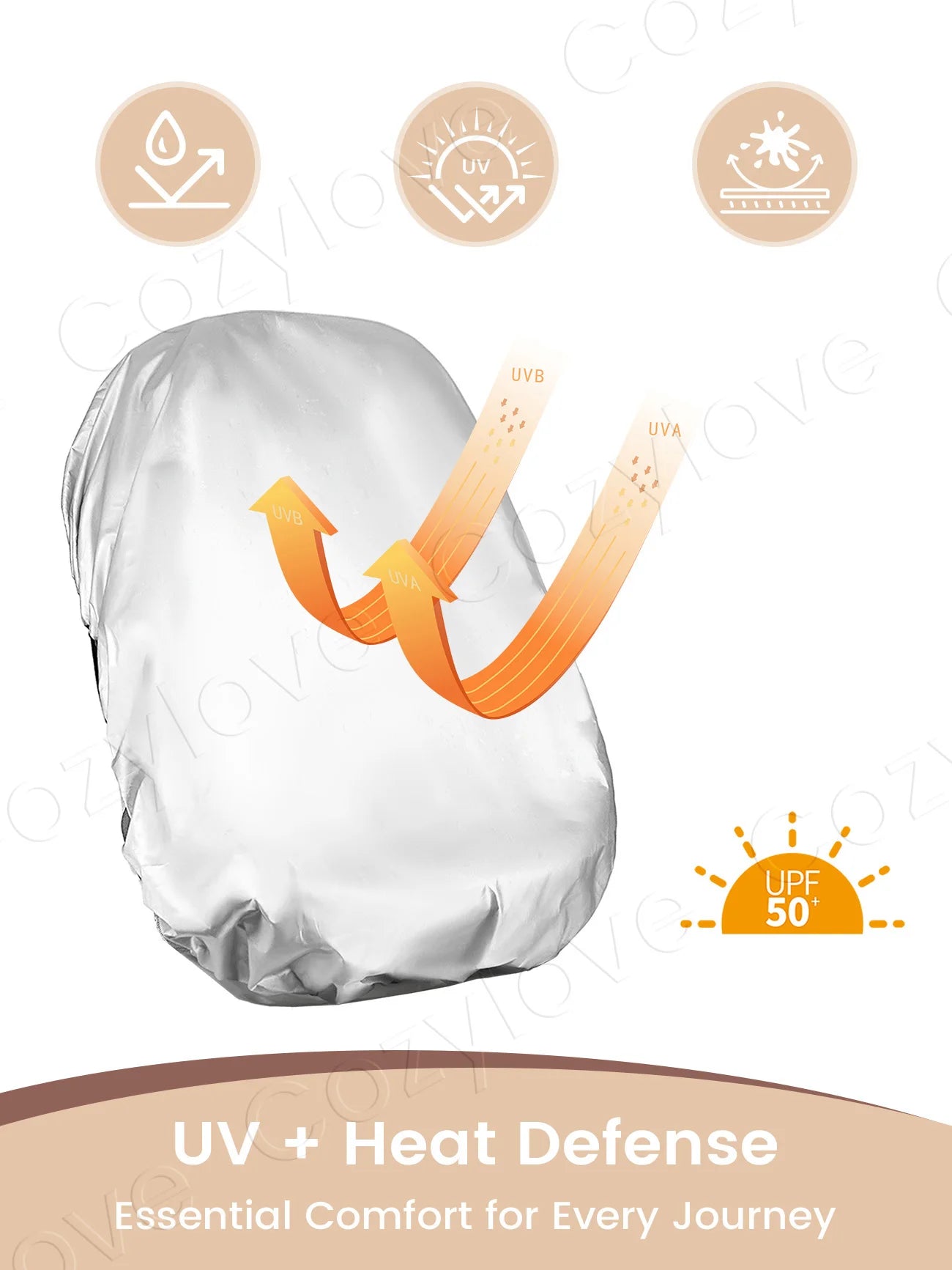 Baby Car Seat Sun Shade Cover | UPF 50+ UV Protection Canopy for Infant Car Seats, Silver