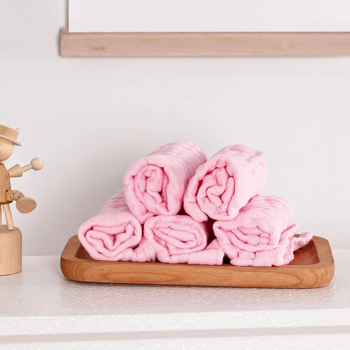 Soft Cotton Gauze 5PCS Baby Face Towel Set Solid Color Burp Cloth Handkerchief Feeding Wash Cloth Wipe
