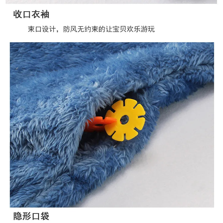Girls Plus Velvet Coat Children's Furry Jacket Boys Double Sided Padded Outerwear Kids Warm Casual Solid Color Clothing 2-8Y