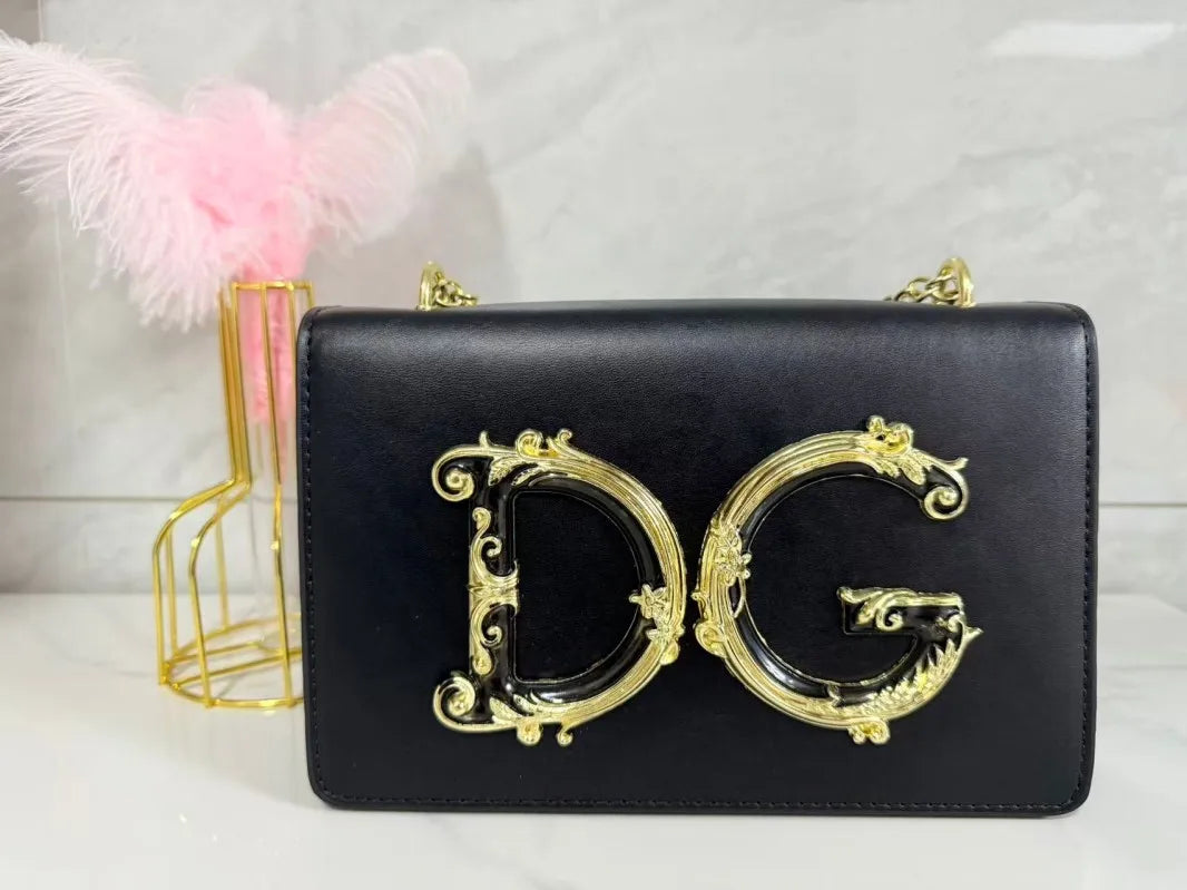 Trendy Letter Logo Chain Bag for Women 2025 - Cute Small Shoulder Sling Purse for Party, Date, Shopping - Black Fashion Handbag
