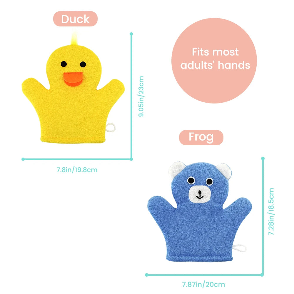 Baby Bath Mitt Washcloths Gloves Duck Toddler Soft Washcloths for Kids Designed in Cute Animal Towel Gentle Scrub for Baby