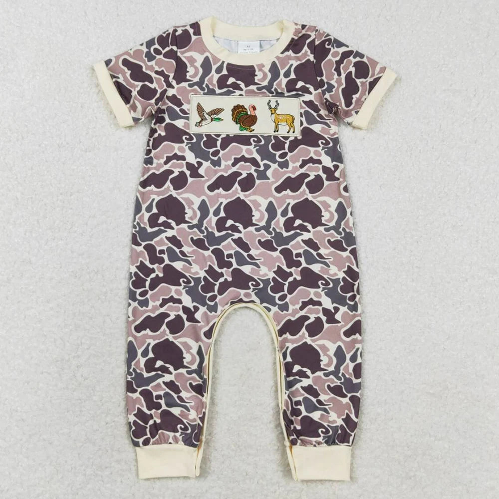 Boutique Infant Baby Boys Rompers Camo Branches Short Sleeve Bubble Rompers Fashion Toddler Boys Rompers One-Piece Jumpsuits New