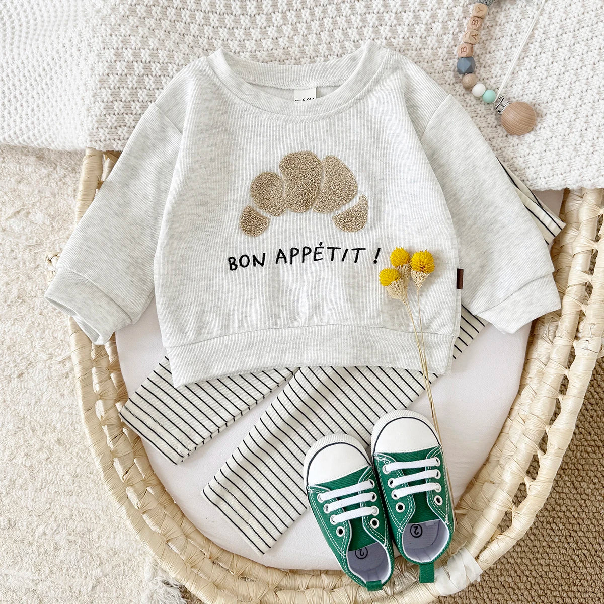 New Baby Suits Cartoon Clothing Boy Infant Sets Long-Sleeve Bread/Biscuits Sweatshirts Top Pants Autumn Winter Toddler Outfits