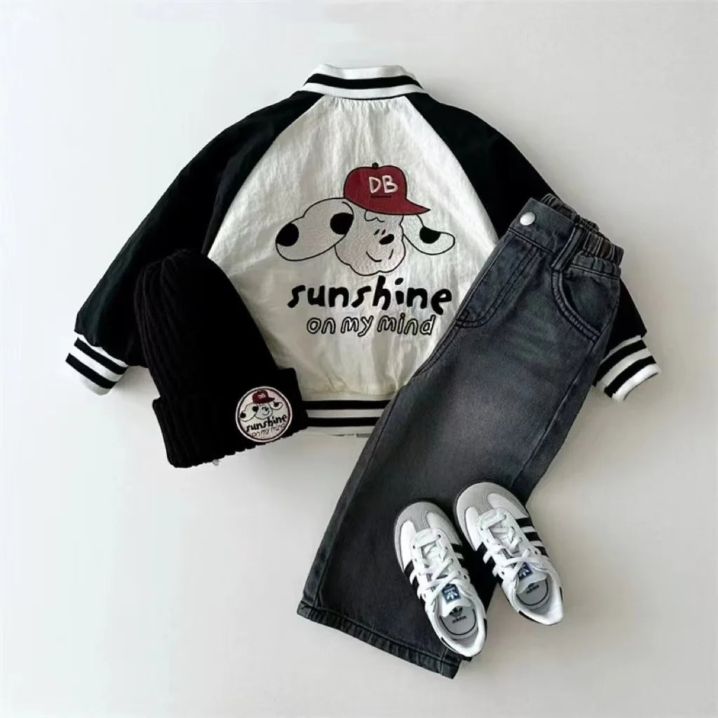 2025 Autumn New Baby Long Sleeve Coat Fashion Kids Boys Baseball Uniform Cotton Girls Casual Reversible Jacket Children Clothes