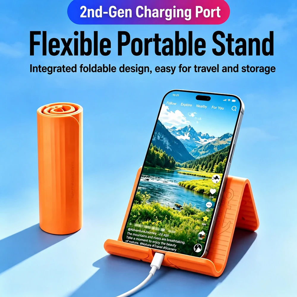 2026 New Flexible Silicone Phone Holder, 360° Bendable Stand, Portable Foldable Universal Mount Ideal for Travel Office Desktop