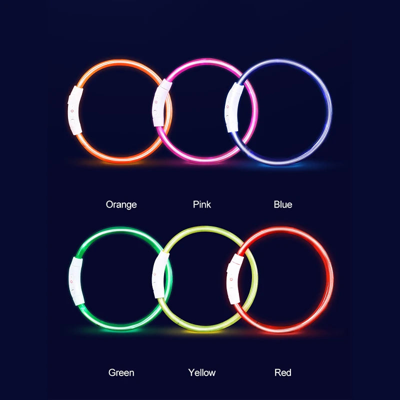 Led Luminous Dog Collar Rechargeable Cat Collar 3 Modes Anti-lost Night Collar Pet Supplies Suitable For Large Medium Small Dogs