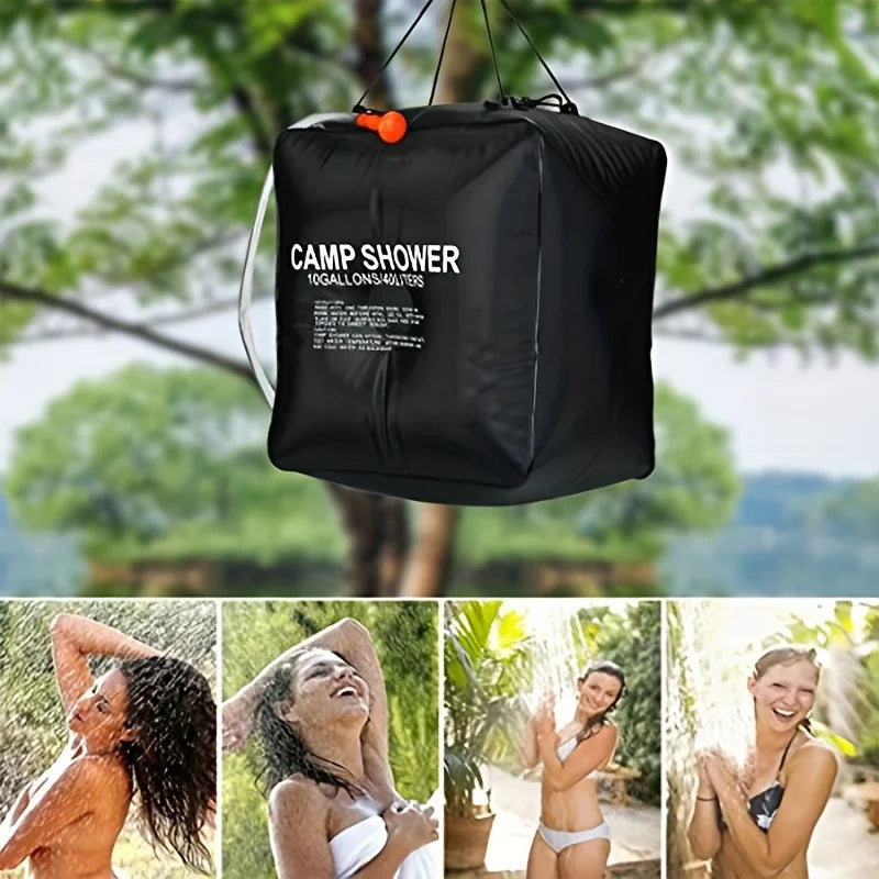 40L Camping Shower Bag. Portable Outdoor Water Bag with Large Capacity and Adjustable Shower Head, Suitable for Camping and Hiki