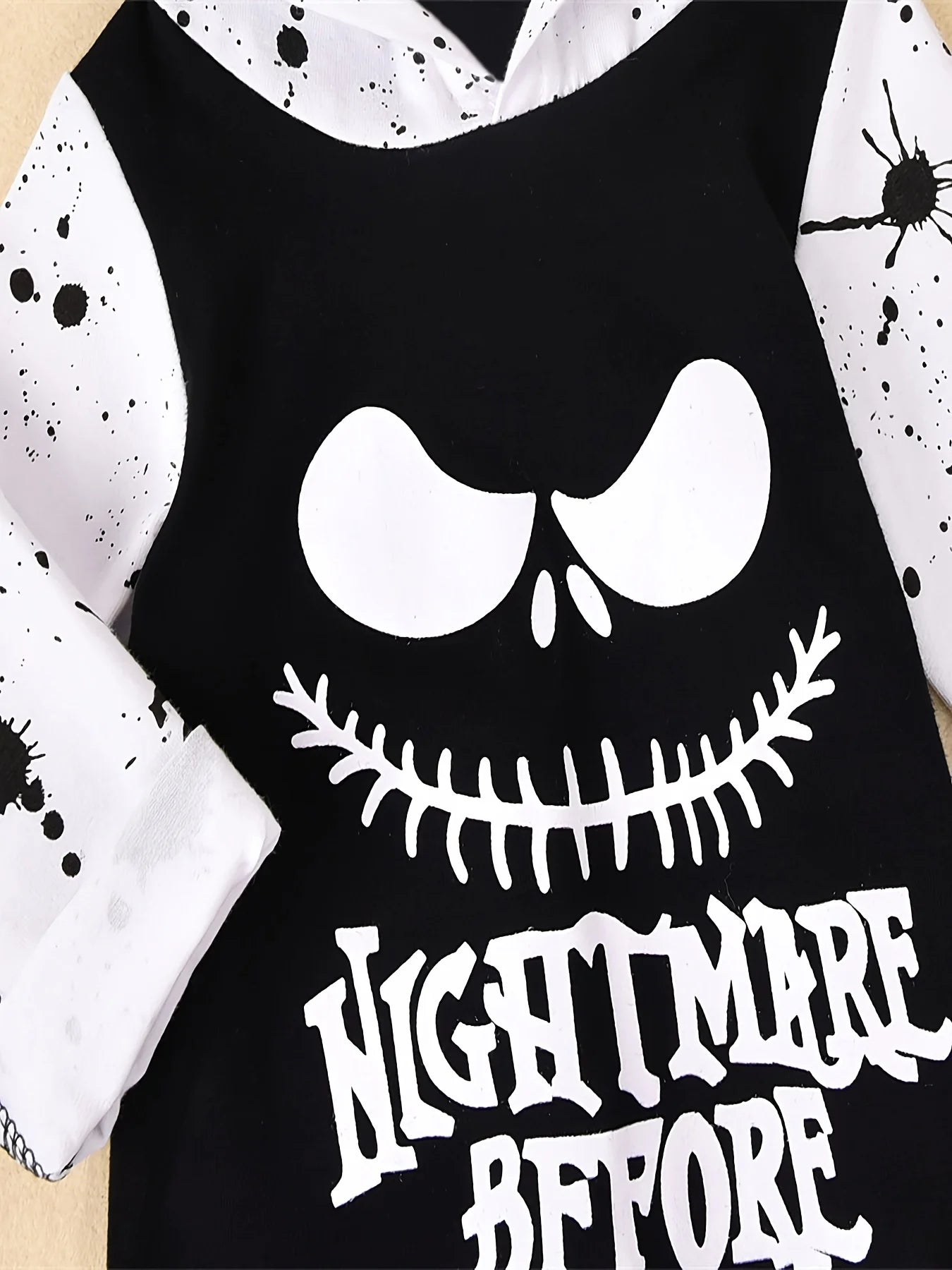 Halloween Newborn  Baby Boy Clothes Infant Baby Boy Romper Long-Sleeve Hooded Cotton Letter Print Nightmare Jumpsuit