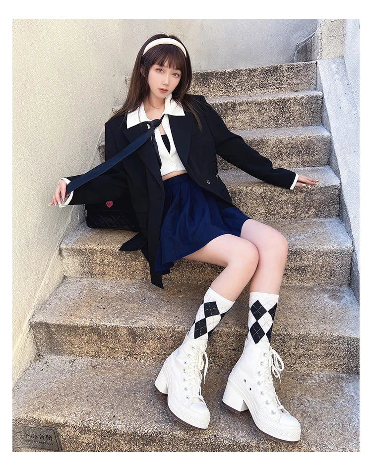 Women Platform Sneakers Designer Women Boots Fashion Outdoor Vulcanize Shoes Women High Top Canvas High Heels Plus Size 36-42