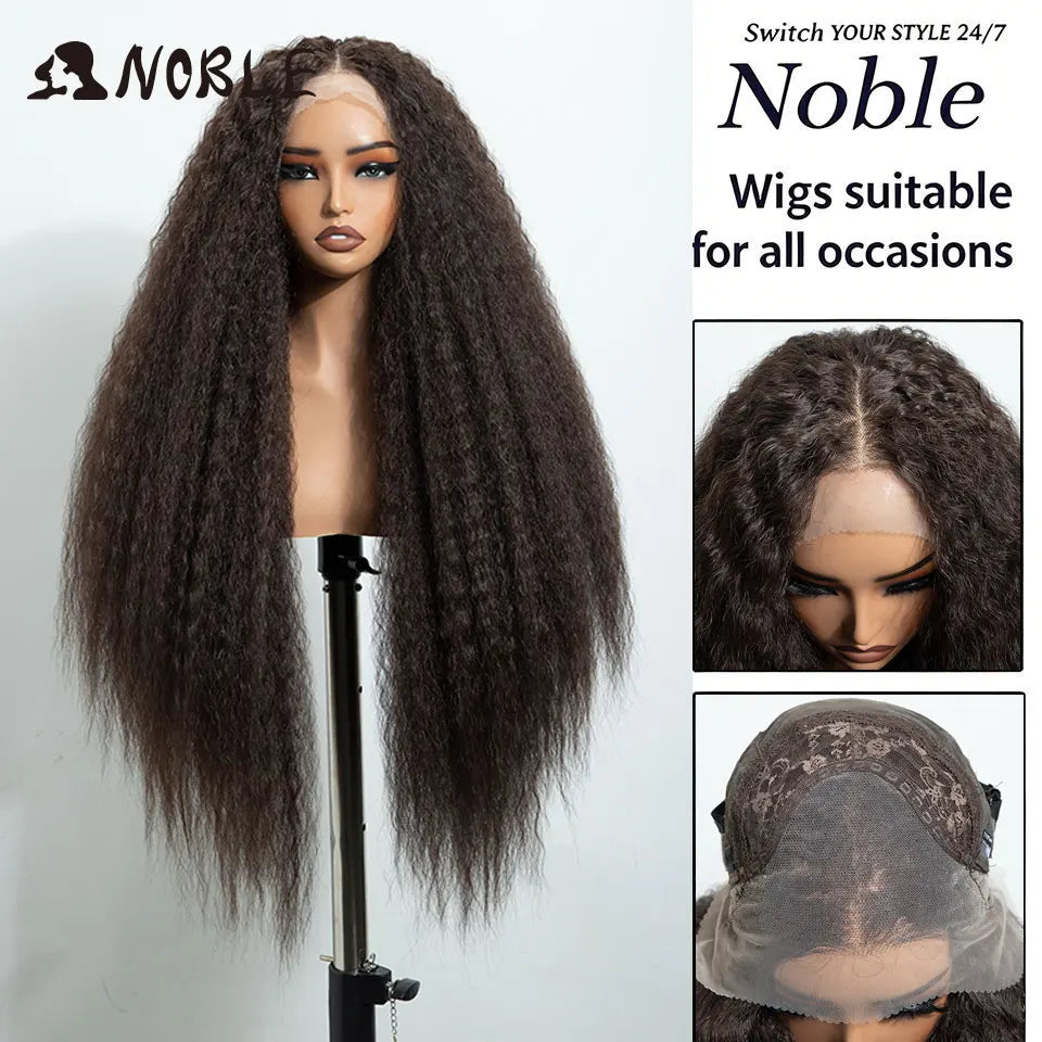 Noble 30 Inch Synthetic Lace Front Wigs For Women Curly Ash Blonde Highlight 13x4 Body Wave Silk Base Lace Wig Cosplay Daily Wig