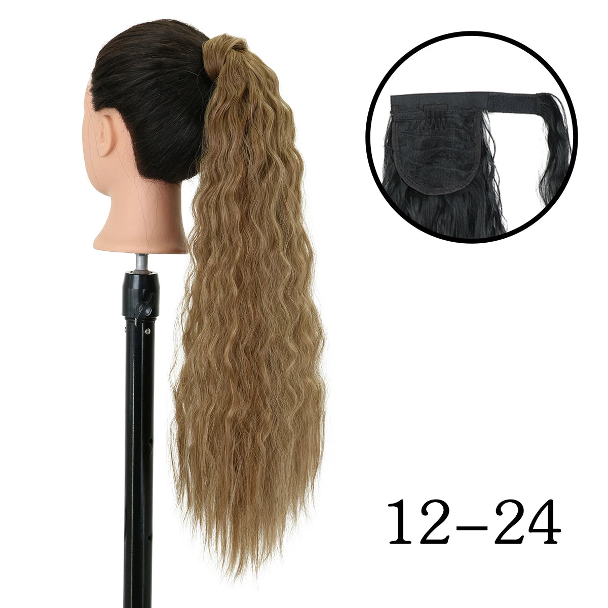 LANSA Synthetic Long Curly Ponytail Natural Puff Wrap Around Clip In Ponytails Hair Extensions Black Brown Ponytail For Women
