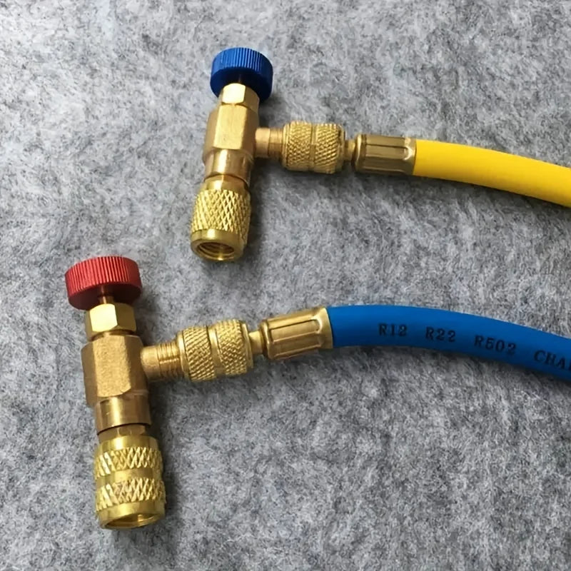 1/2/4PCS Air Conditioning Refrigerant HVAC Safety Valve R410A R22 1/4" Refrigeration Valve Charging Safety Liquid Adapter