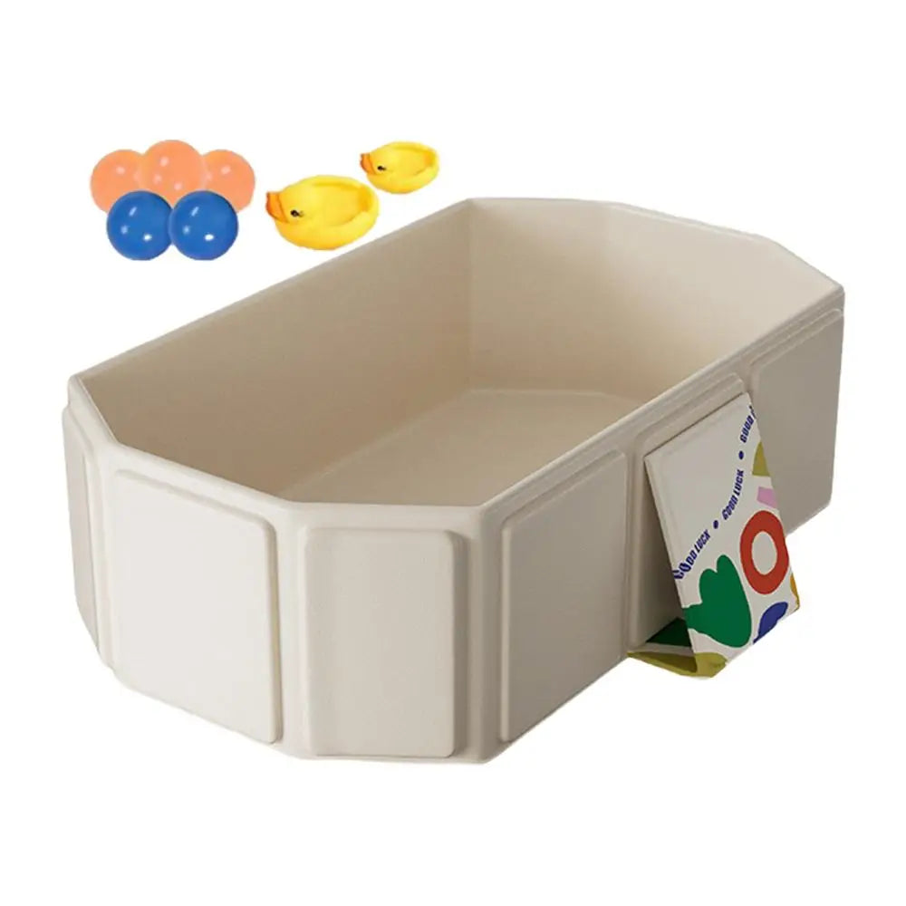 Foldable Bathtub for Kids Toddler Bath Tub with Drain Plug Foldable Baby Shower Tub with 5 Balls and 2 Ducks Green White