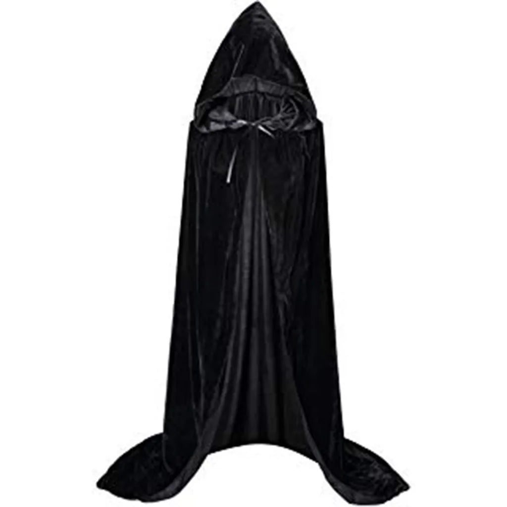 Halloween Costume Unisex Cosplay Death Cape Long Hooded Cloak Wizard Witch Medieval Cape S-Xl Black White Red Coffee Blue