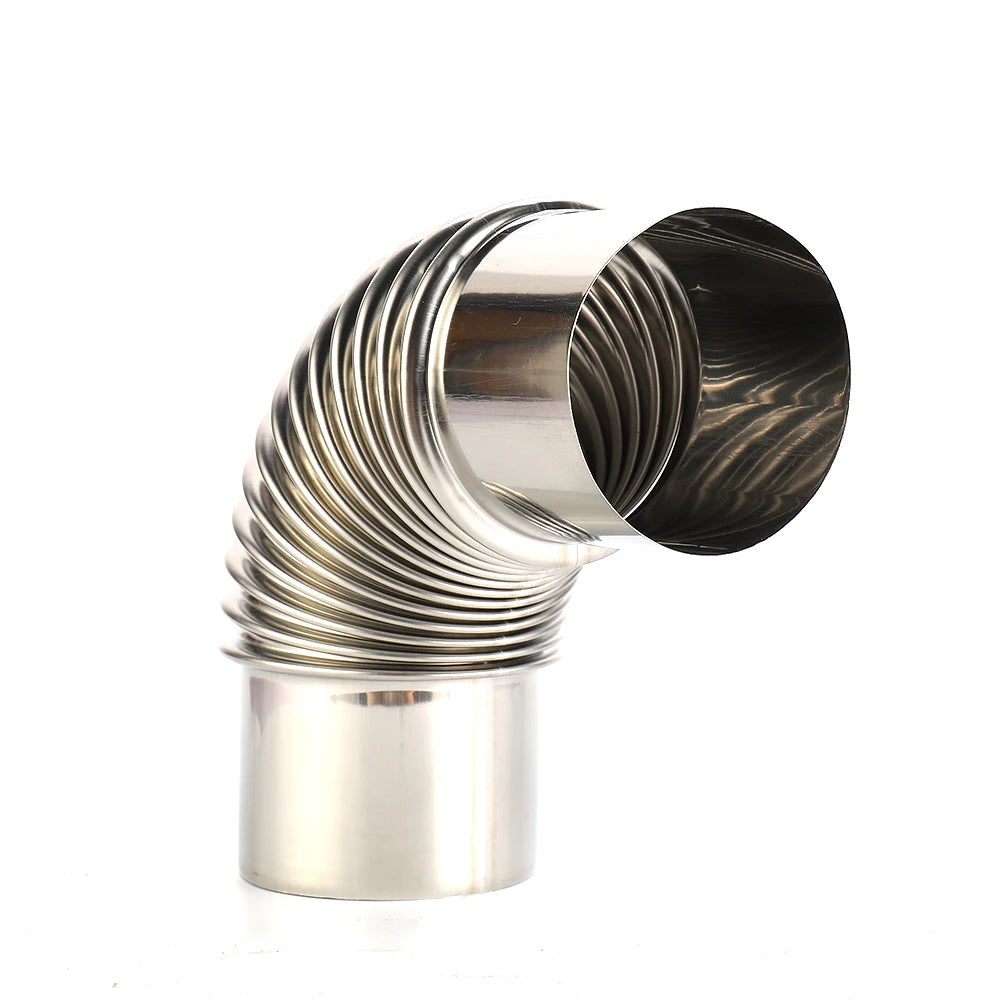 60 70 80mm Stainless Steel 90° Elbow Chimney Liner Bend 90° Multi-Flue Stove Pipe For Outdoor Camping Wood Stoves Chimney