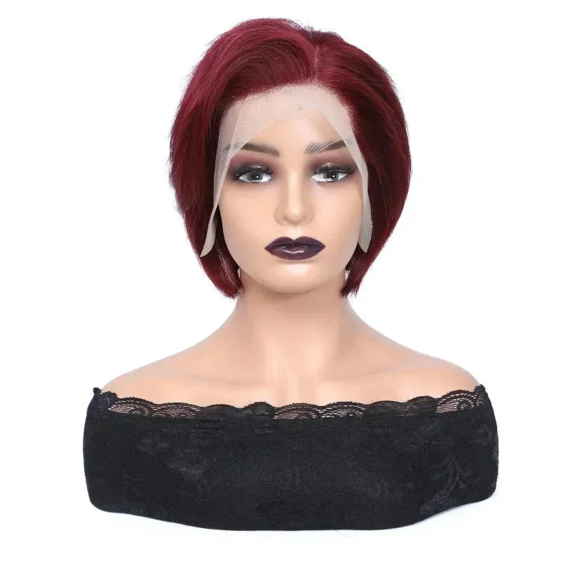 13x4 Lace Front Pixie Cut Bob Wig Highlight Honey Blonde Ombre Brazilian Remy Human Hair Pre‑Plucked Natural Hairline Soft